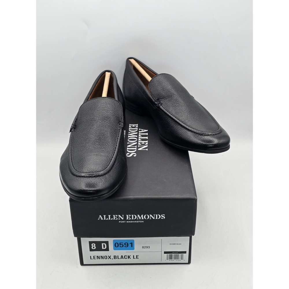 Allen Edmonds Leather Lennox Black‎ Slip On Loafer Men's Size 8D  - MSRP 409$